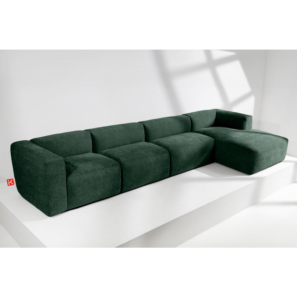 Thumbnail - Konsimo® Eckmodulsofa-Rechts, Blau, Grün, Textil, Eckteil,Freiform, 377x180 cm, Wohnzimmer, Sofas & Couches, Wohnlandsch...