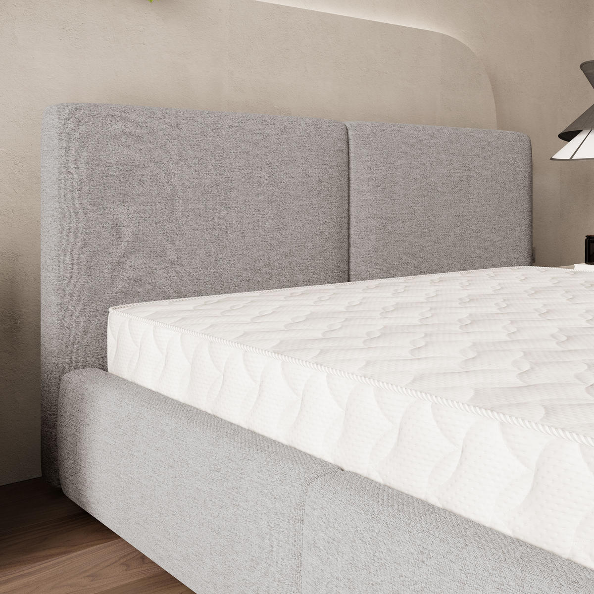 POLSTERBETT FELURO 140x200 cm mit Bettkästen - Hellgrau - Hellgrau, Holz (140/200cm) - MASSENO