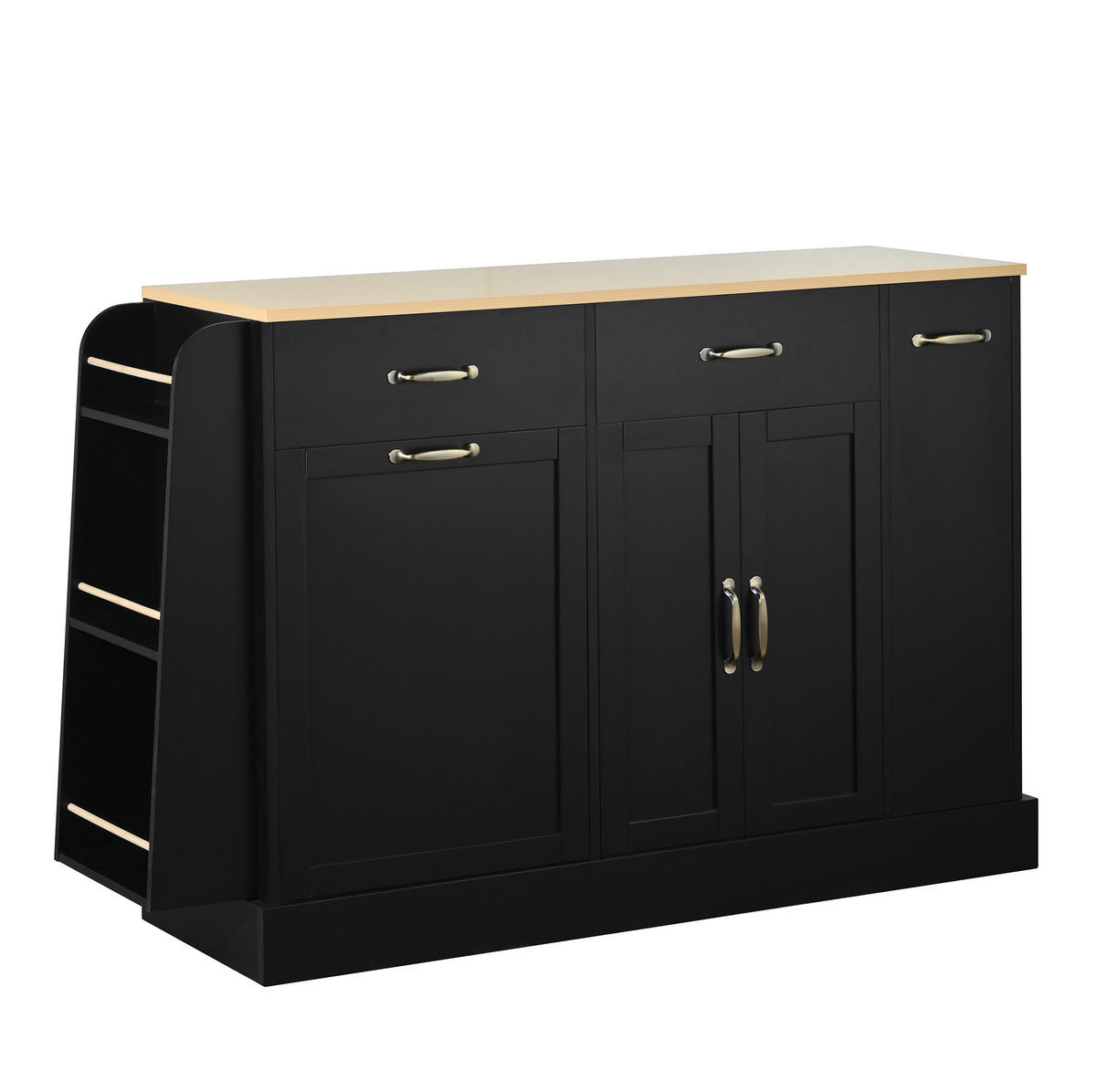 SIDEBOARD mit Mülleimerfach 133,5 x 40 x 86 cm Schwarz Holzoptik - Schwarz, Holzwerkstoff (133.5/86/40cm) - Meubliv