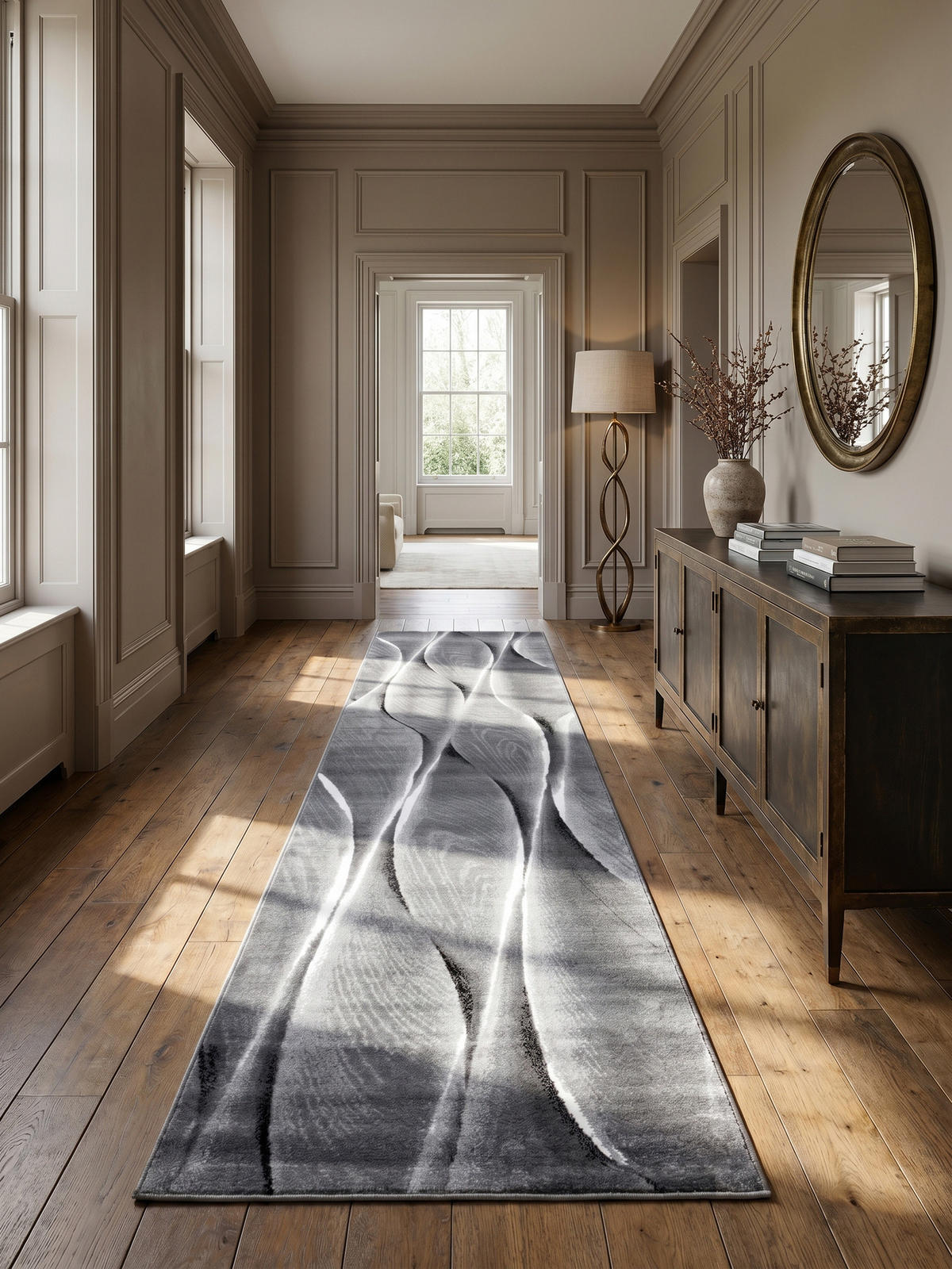 KURZFLORTEPPICH DRAU, mit Farbverlauf, Schwarz, 80 x 300 cm - Grau, Textil (80/300cm) - KADIMA DESIGN