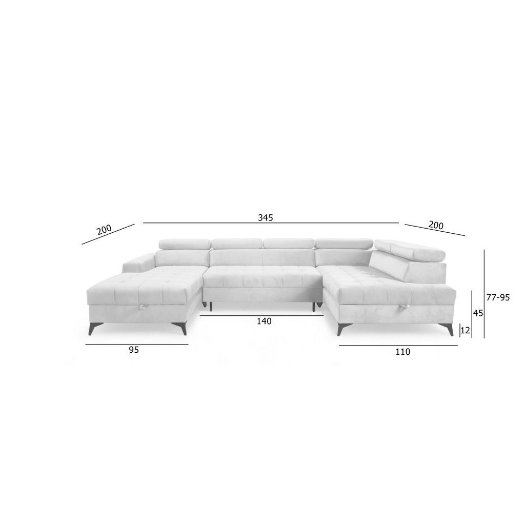 Thumbnail - AX Living Wohnlandschaft, Beige, Textil, Uni, 7-Sitzer, Füllung: Polyurethan (Pur), U-Form,Rechteckig, Sockel, 200x95x34...
