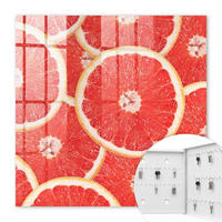 SCHLÜSSELBOX Weiß 30x30 cm – Türöffnung nach rechts - Grapefruitscheiben - Rot, Metall (30/30/5cm) - TULUP