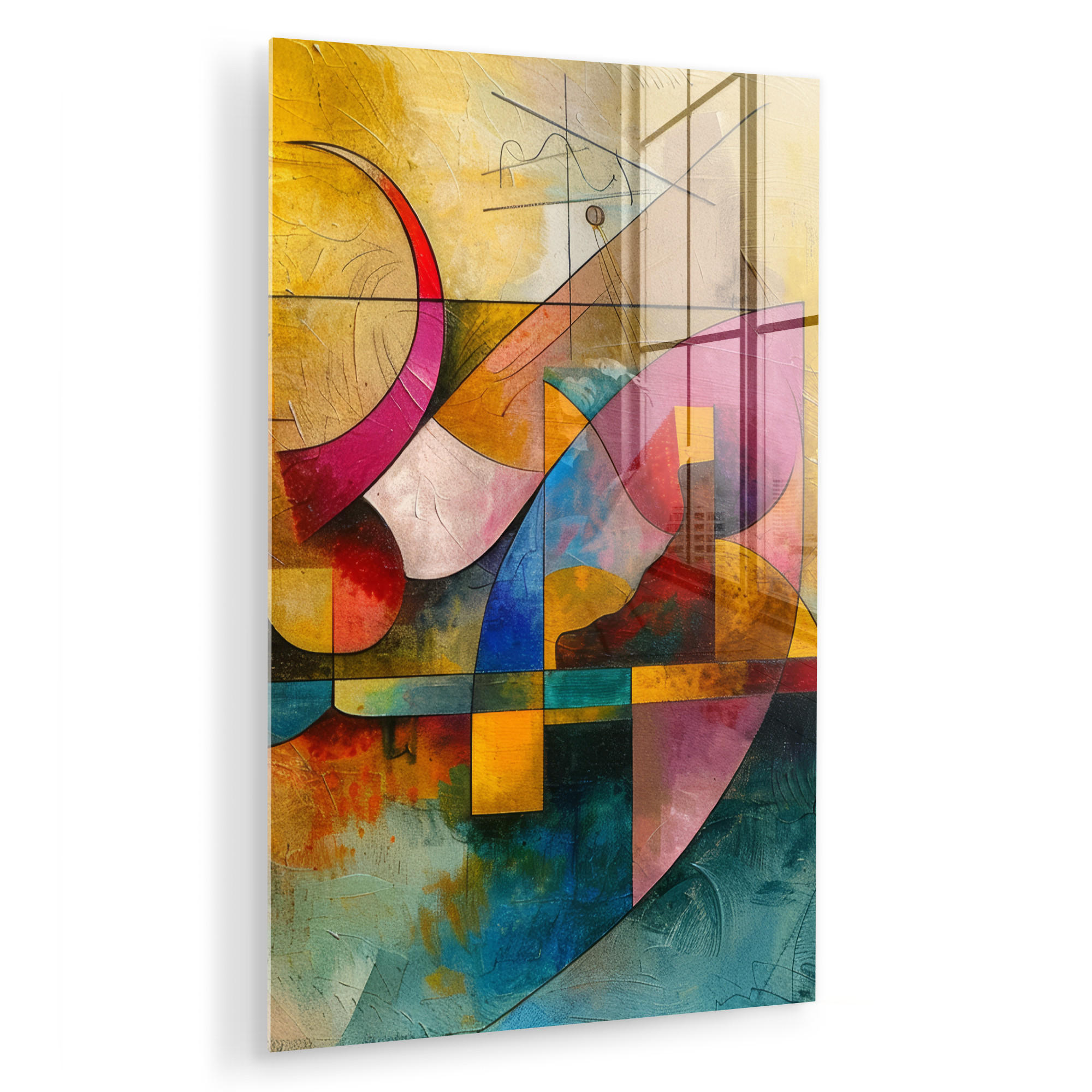 ACRYLGLASBILD Kunst - Abstrakt - Modern 60x90 cm - Gelb, Glas (60/90cm) - MuchoWow