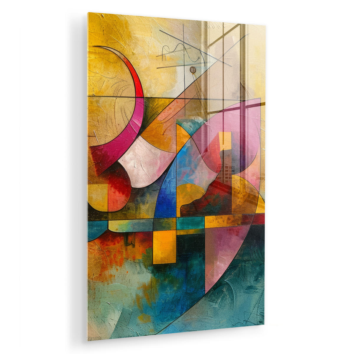 ACRYLGLASBILD Kunst - Abstrakt - Modern 40x60 cm - Gelb, Glas (40/60cm) - MuchoWow