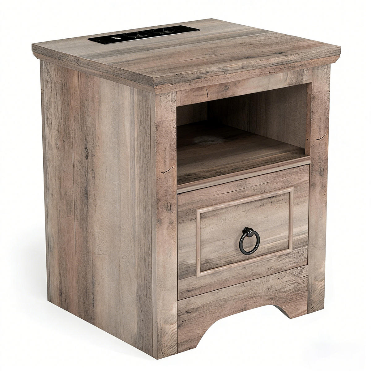 LED-NACHTTISCH 2er-Set im Landhausstil – mit Ladefunktion, dimmbarer LED-Beleuchtung, 1 Schublade, USB & Type-C - Wildeiche, Holzwerkstoff (40/50/40cm) - Ej. Life