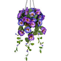 KUNSTBLUME Hängende Stiefmütterchen mit Hängeampel 70 cm Blau - Multicolor, Textil (22cm)
