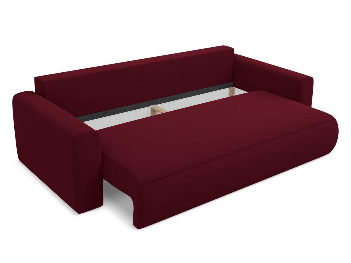 3-SITZER SOFA mit Schlaffunktion Samt Stoff Rot - Bordeaux/Rot, Kunststoff/Textil (238/82/105cm) - Makamii