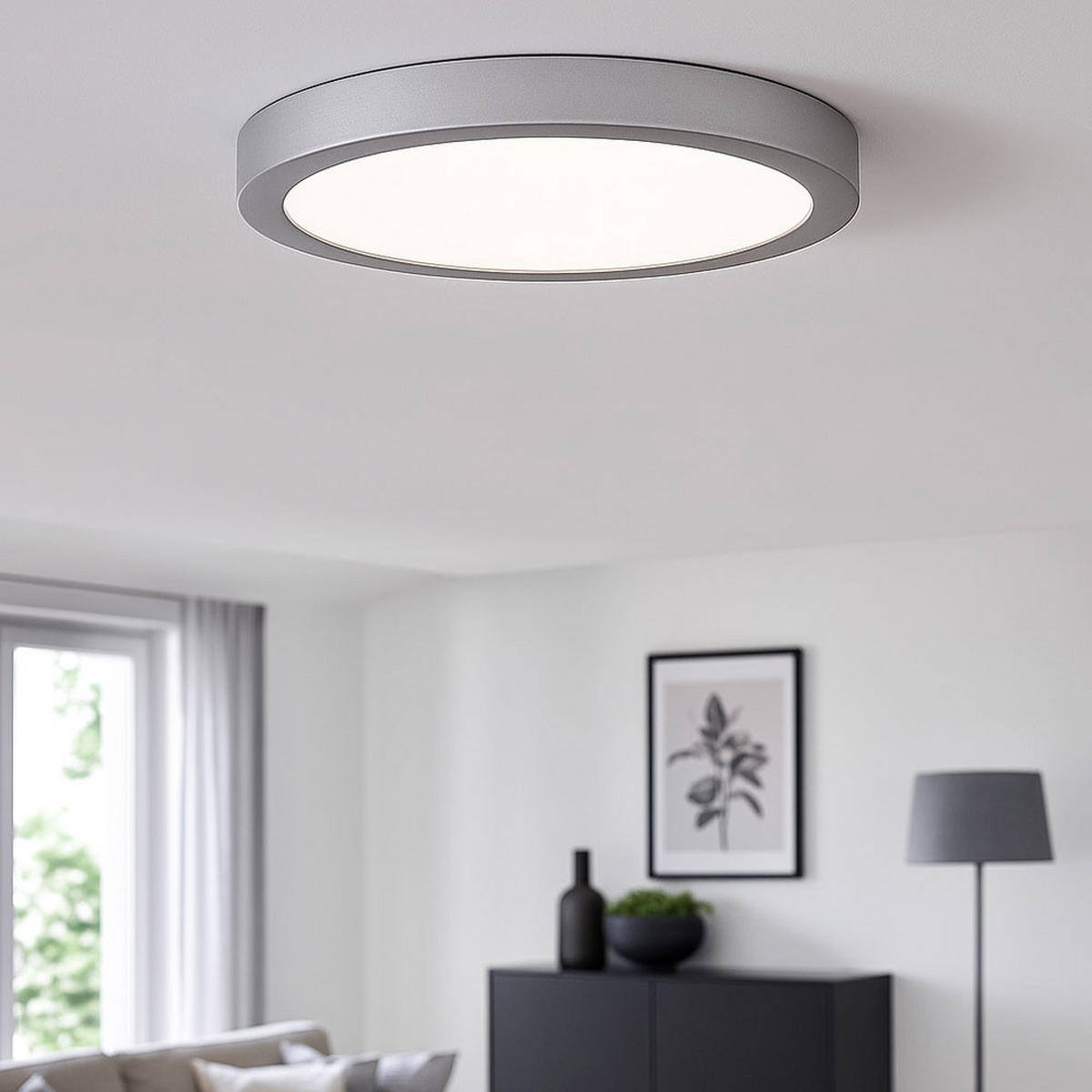 LED DECKENLEUCHTE Aufbaulampe Silber Chrom Matt - Silberfarben, Metall (30/30/3.2cm) - Briloner