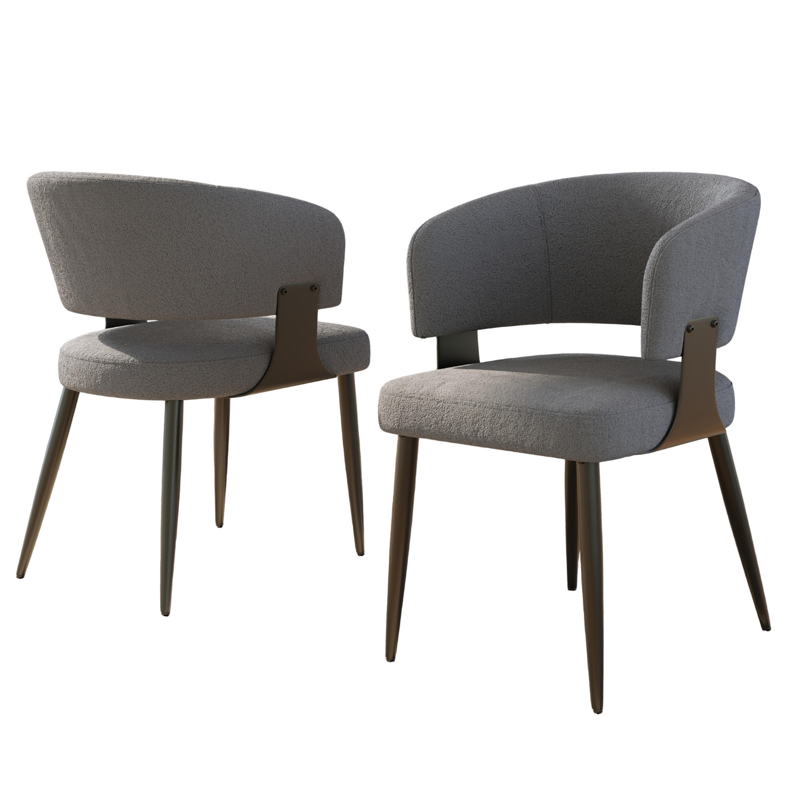STUHL-SET DE-35615 2 Stück mit Flanellbezug Grau - Grau, Metall (46.5/81.5/59cm) - ComfortXL