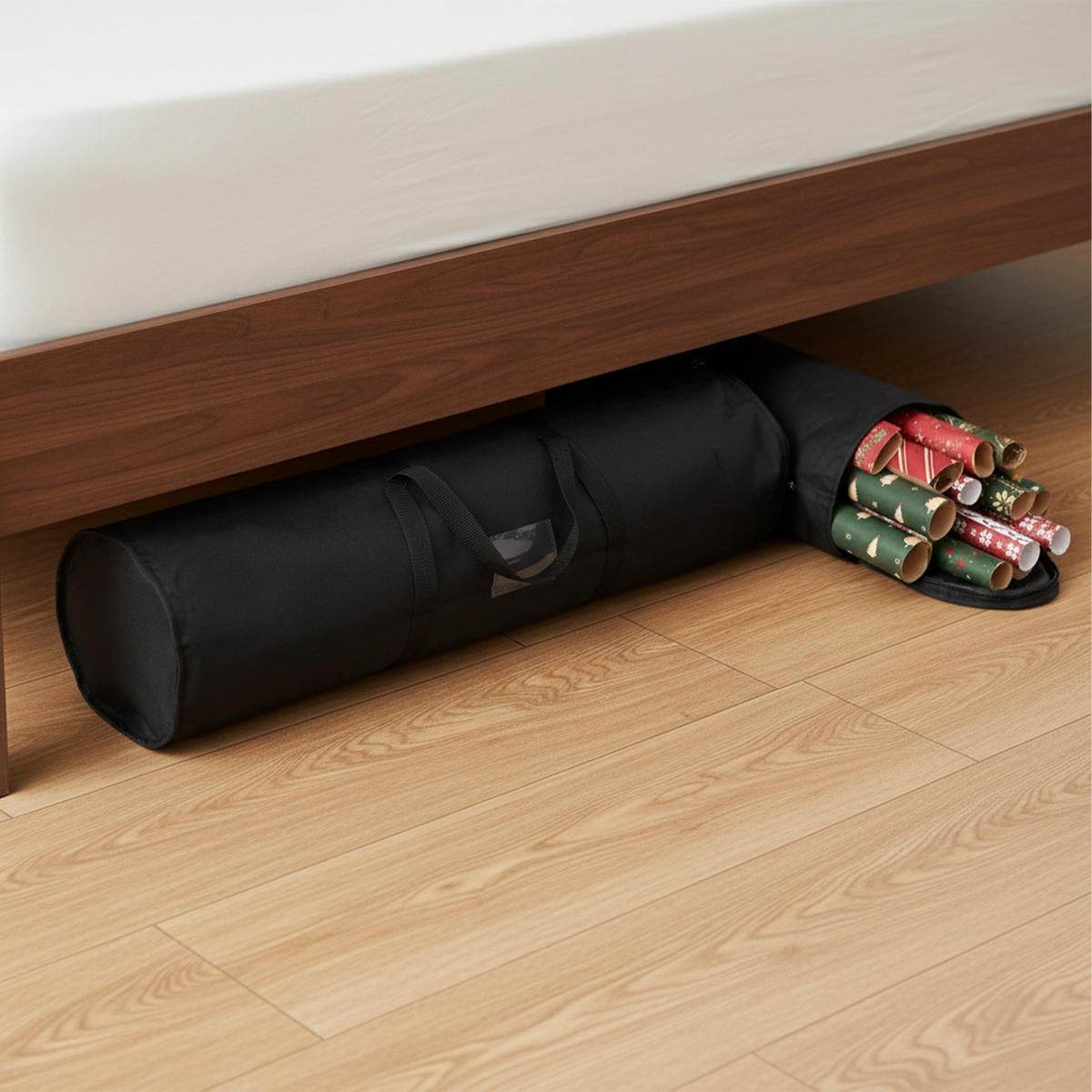 2XGESCHENKPAPIER-AUFBEWAHRUNG - Schwarz, Kunststoff/Textil (22/79/22cm) - Relaxdays