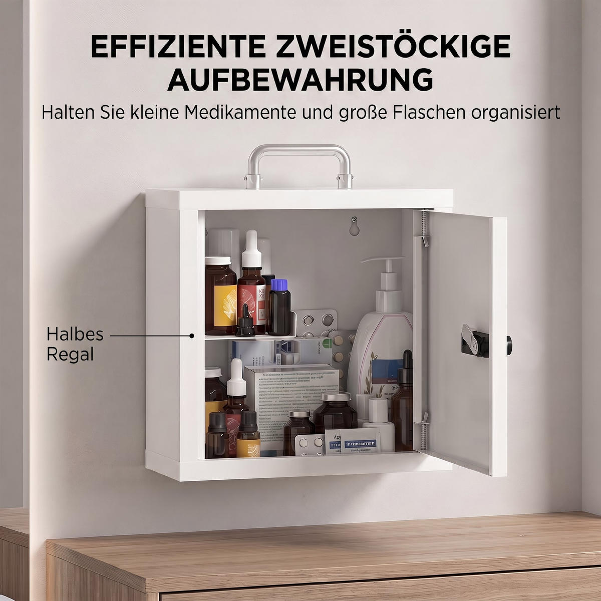 MEDIZINSCHRANK Edelstahl Weiß - Chromfarben/Weiß, Metall (14/30/30cm) - HOMCOM