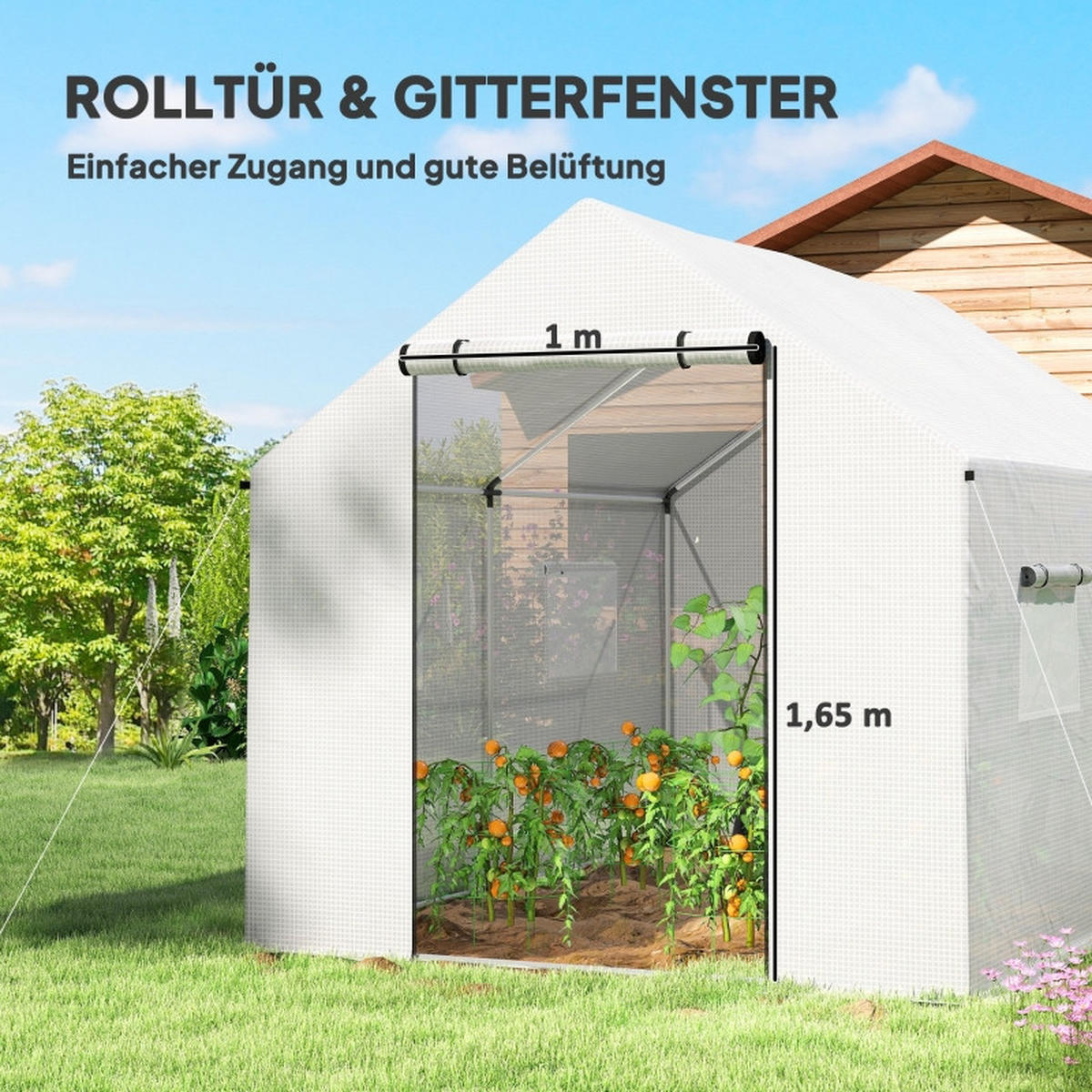 GEWÄCHSHAUS 3x2x2 m Folie 4 Fenster UV Schutz - Weiß, Metall (300/200/200cm) - Fortuna Lai