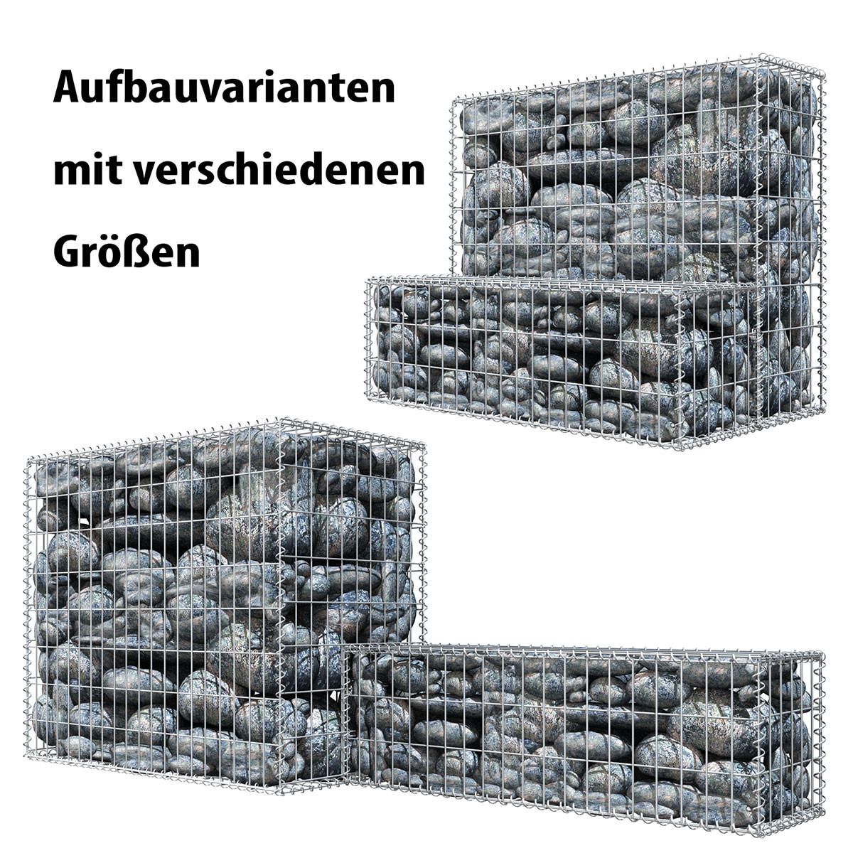 GABIONEN Steinkorb aus Stahl, 80/100/50 cm, Feuerverzinkt - Grau, Metall (50/80cm) - Niederberg Metall