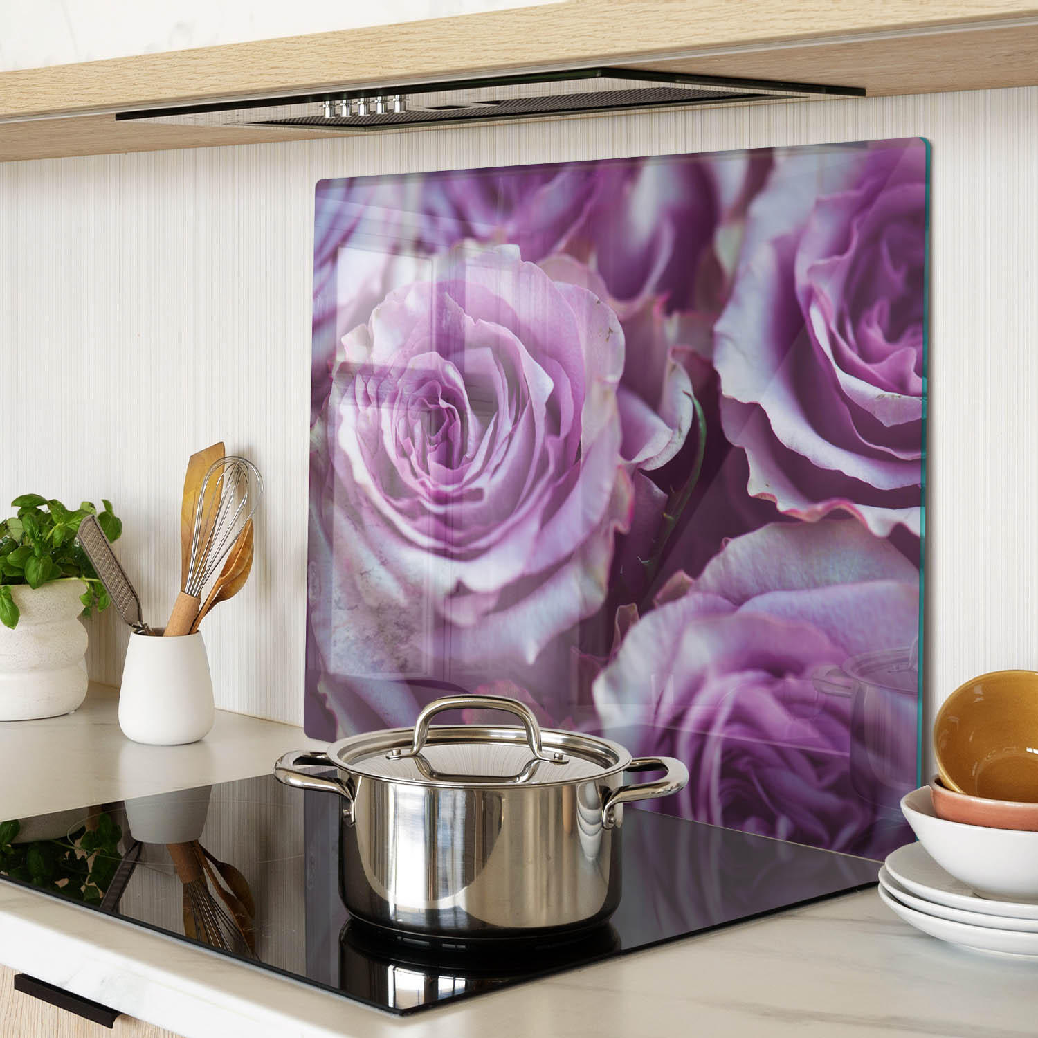 GLASPLATTE 60x52 cm Lila Rosen - Lila, Glas (60/0.4/52cm) - TULUP