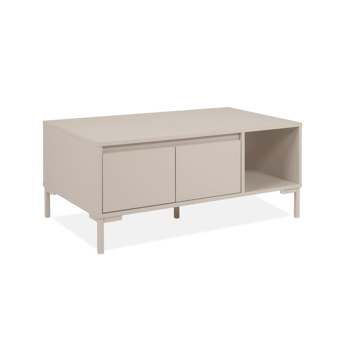 KONFERENČNÍ stolek se 2 dvířky a 1 výklenkem, barva kašmíru, délka 100 cm - NERIO - béžová, kompozitní dřevo (100/60/43cm) - Calicosy
