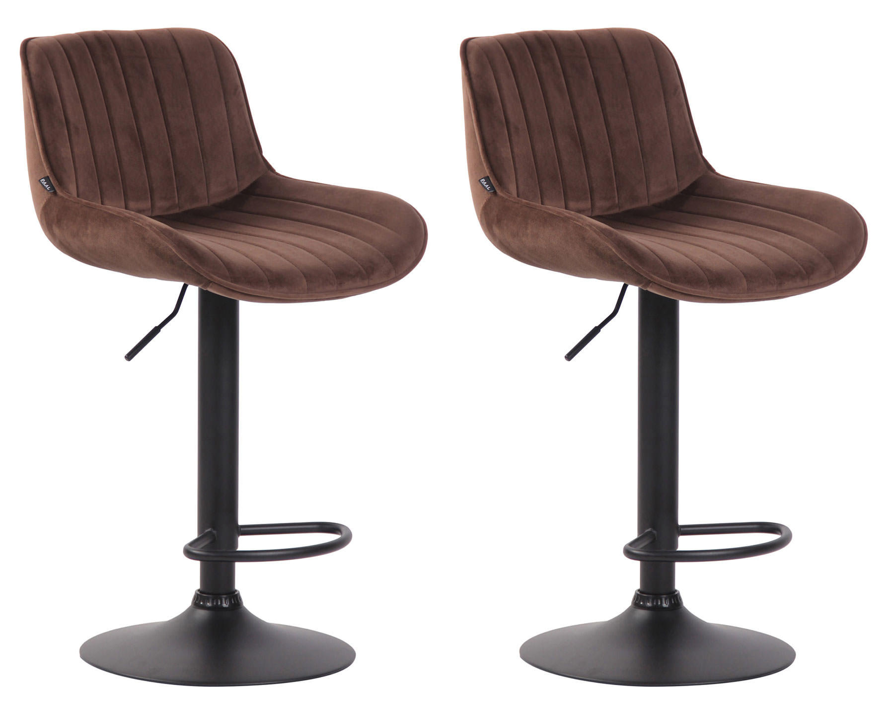 BARHOCKER 2er Set Samt braun - Schwarz/Braun, Textil/Metall (50/86/50cm) - CLP