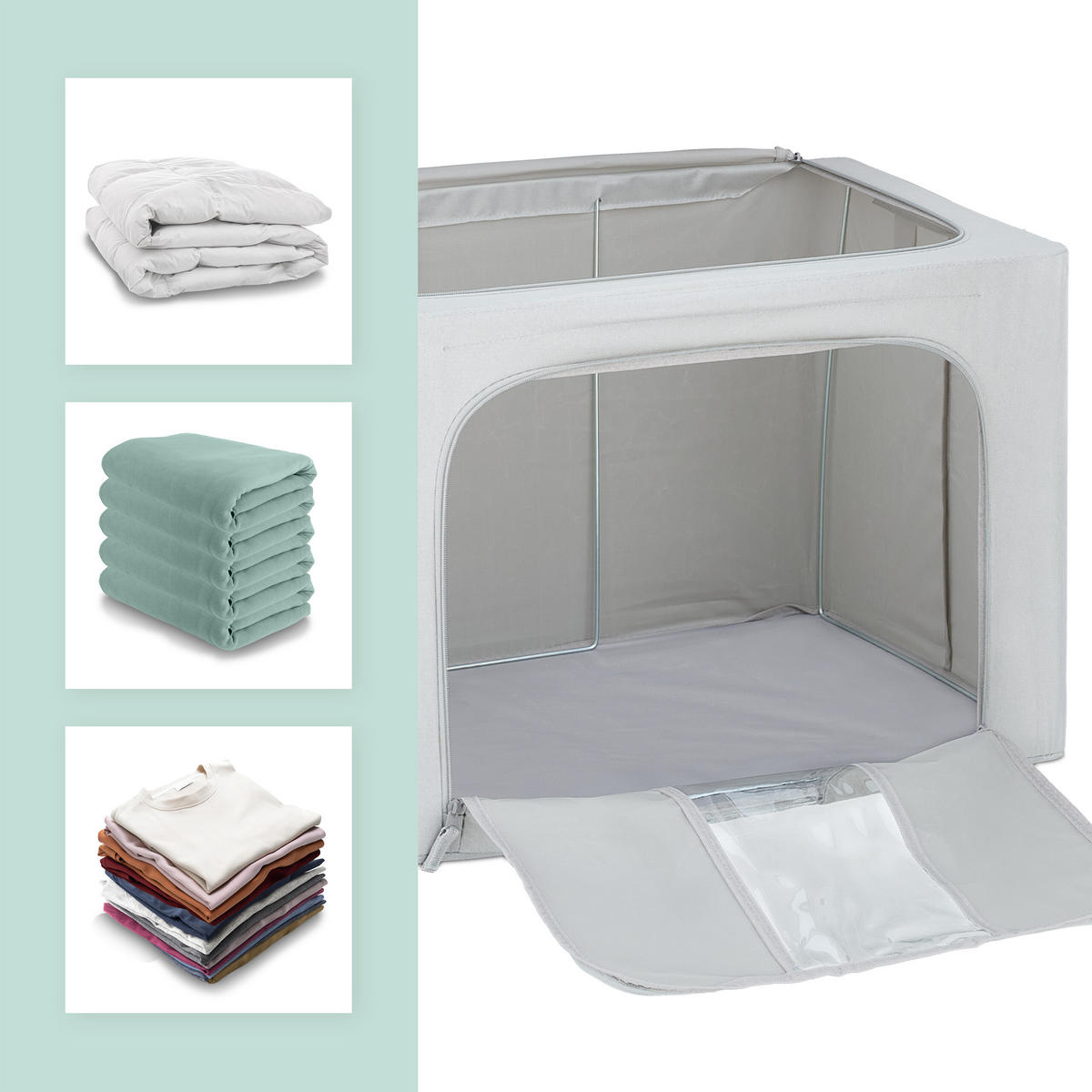 SÚPRAVA na uskladnenie - sivá, kov/textil - Relaxdays