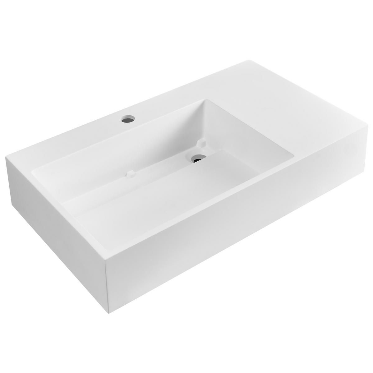 HÄNGEWASCHBECKEN Weiß 75/43 cm Mineralguss Cusco - Weiß, Naturmaterialien (75/15/43cm) - Beliani
