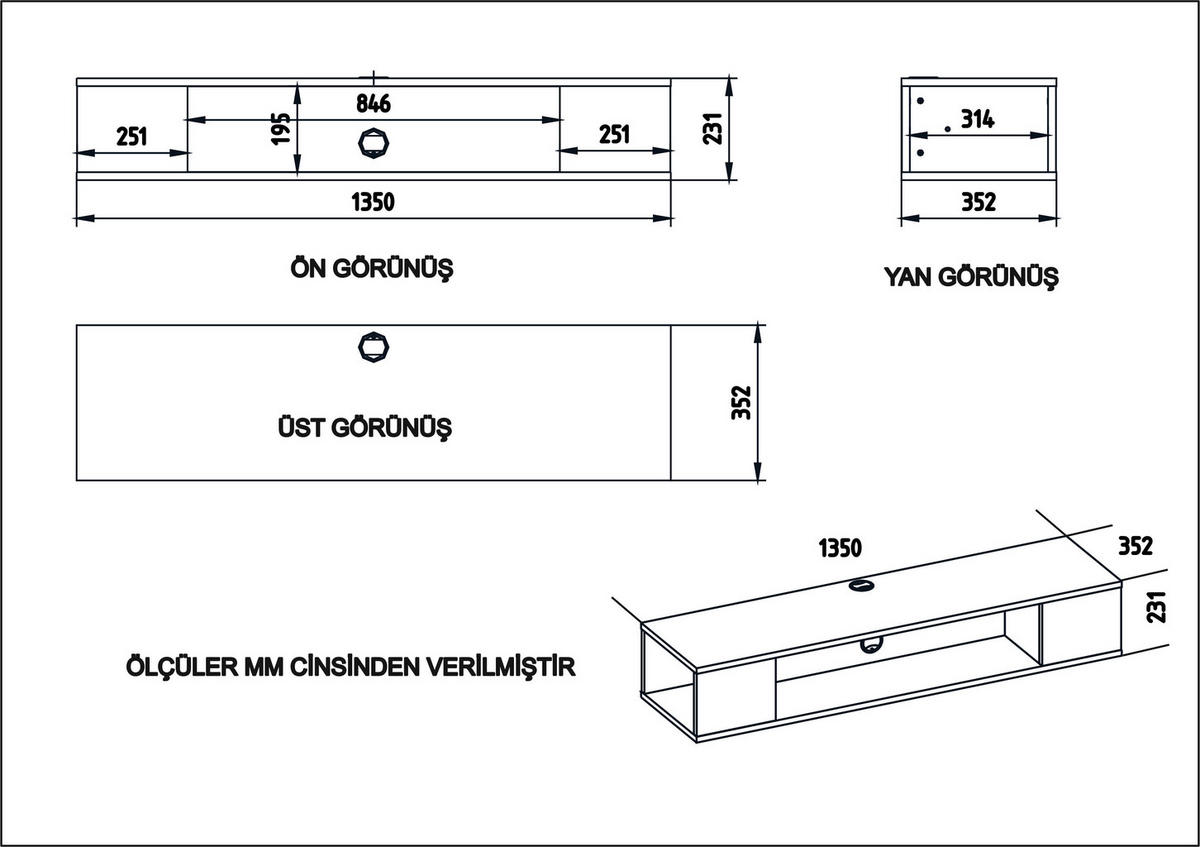 TV-ELEMENT Peti Weiß - Weiß, Holzwerkstoff (135/23/35.2cm) - Decorotika