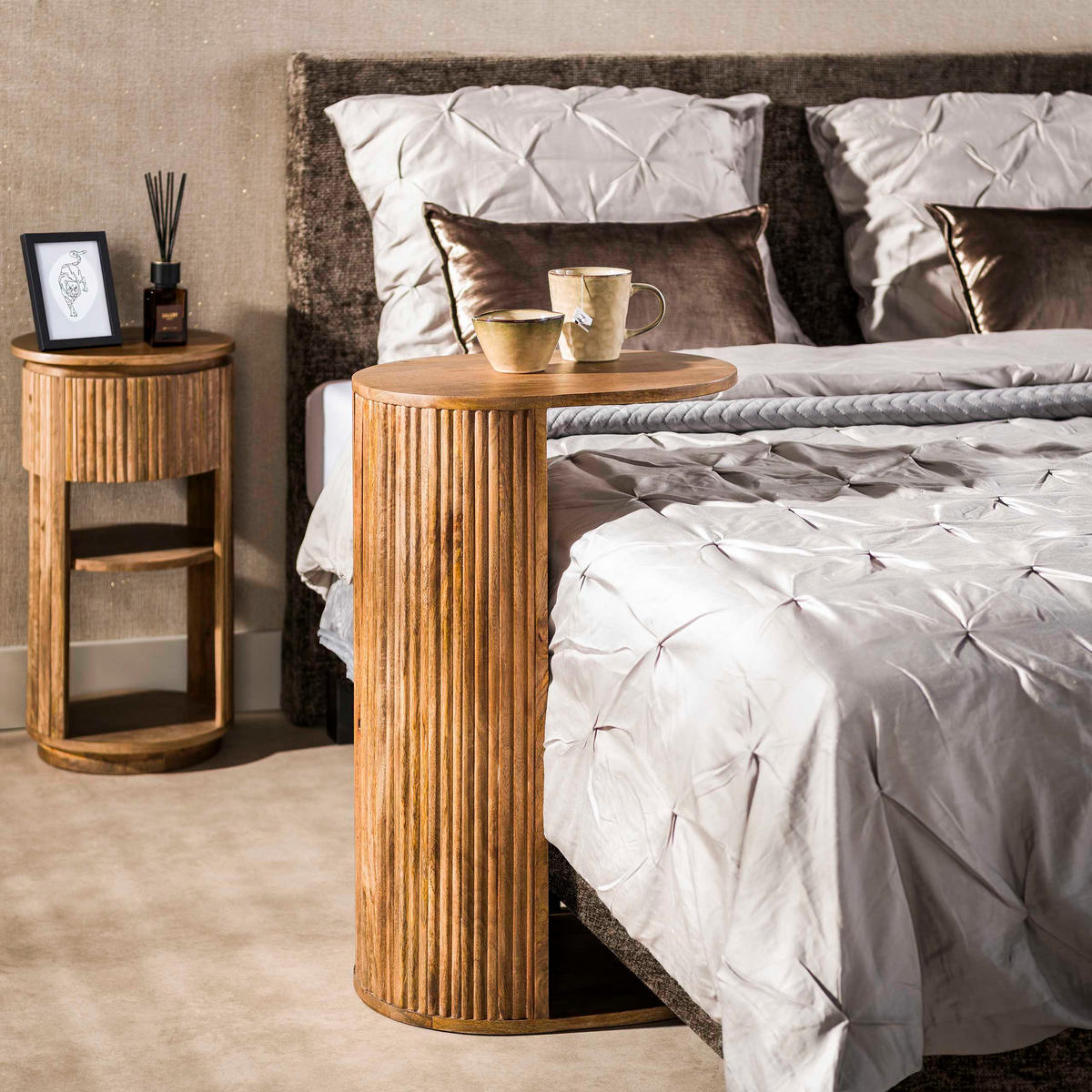 BEISTELLTISCH Wave Beige 45/35/70 cm - Beige, Holz (45/35/70cm) - Hoyz Collection