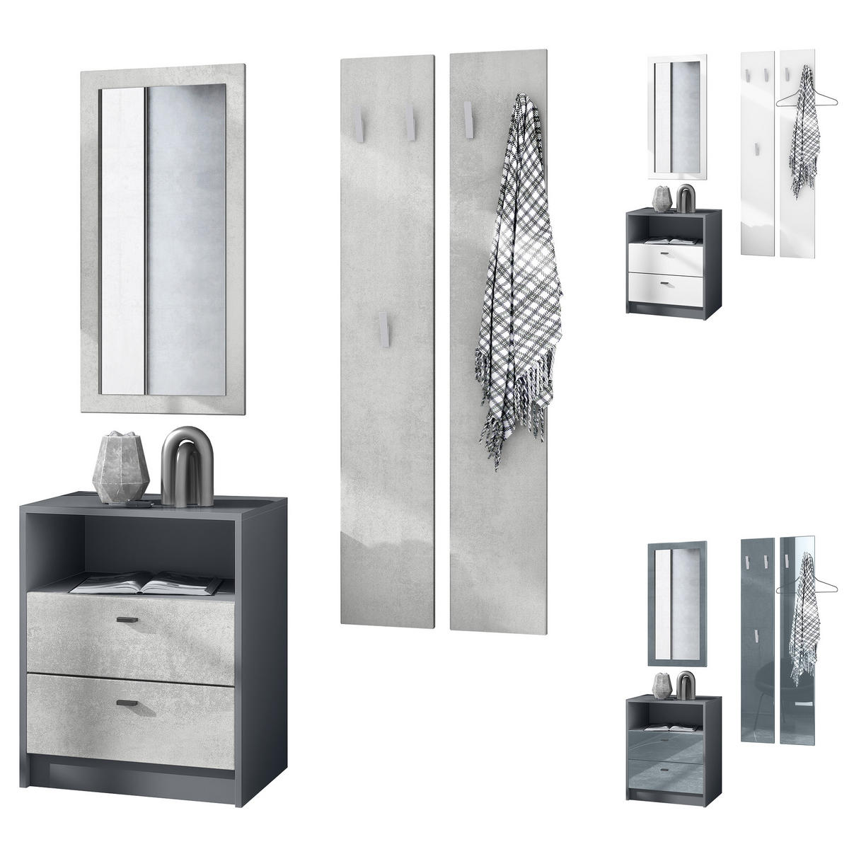 GARDEROBE Pino Weiß Hochglanz - Weiß Hochglanz, Holzwerkstoff (130/185/36cm) - Vladon