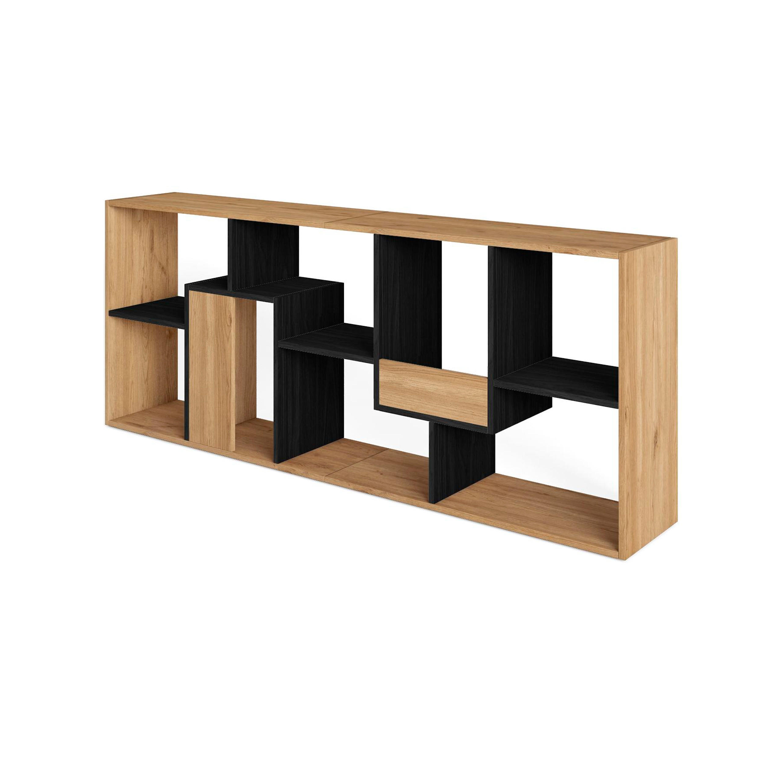 REGAL Bibliothek, Eiche und Schwarz, 67/31/162cm - Eichefarben/Schwarz, Holzwerkstoff (67/162/31cm) - Skraut Home