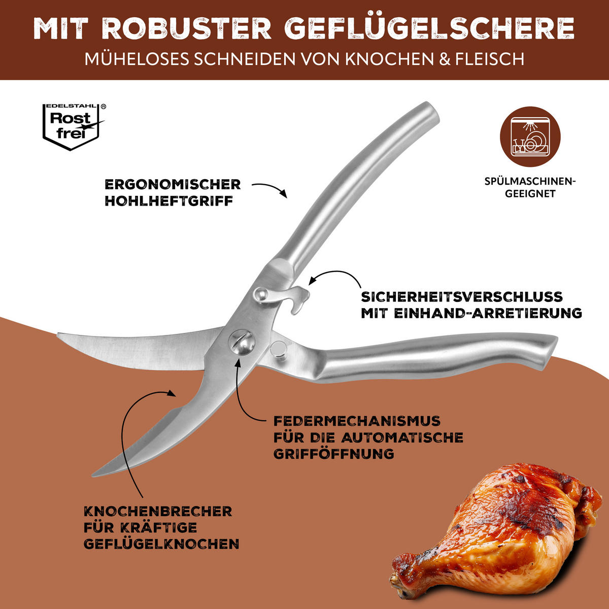 GEFLÜGELSCHERE 2er-Set, silber, Edelstahl - Edelstahlfarben, Metall (20/9.5/20cm) - bremermann