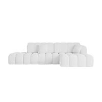 ECKSOFA mit Schlaffunktion Ottomane RECHTS OLEA-L2 321x164x75 Weiß Bouclé - Schwarz/Weiß, Holzwerkstoff/Kunststoff (164/321cm) - ALTDECOR