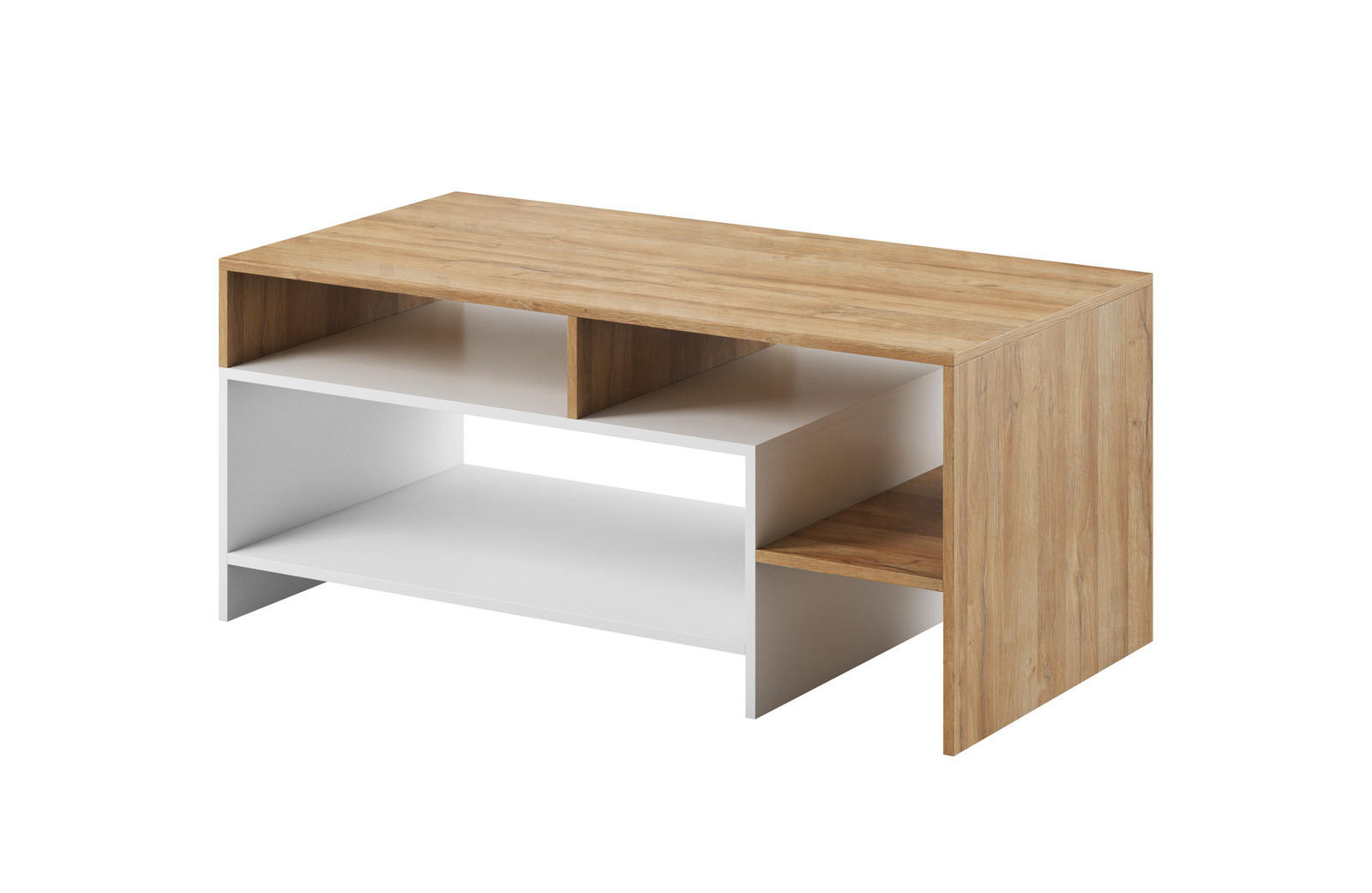COUCHTISCH Panzo Eiche Grandson / Weiß - 120 cm - mit Ablagefach - Eichefarben/Weiß, Holzwerkstoff (60/120/53cm) - Ravio
