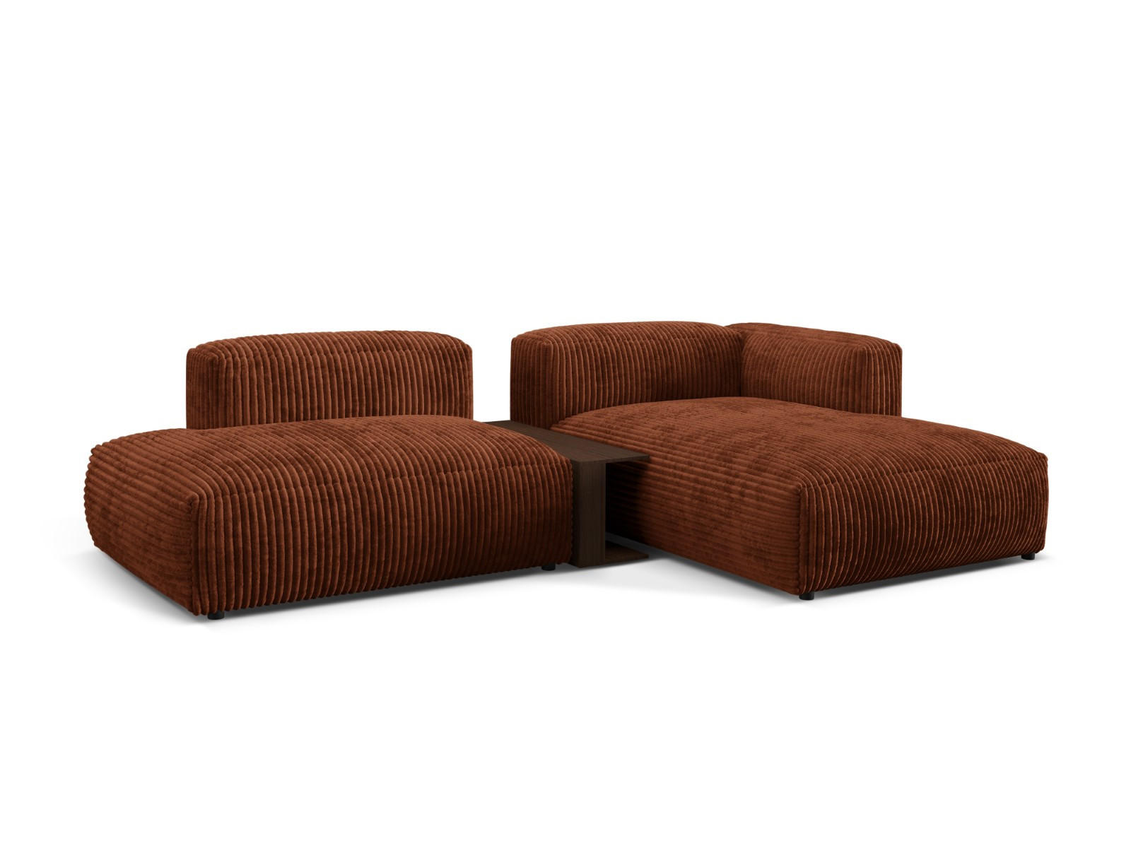 ECKSOFA modular rechts Martina aus Cord ziegelrot 2 Sitzplätze - Orange, Textil (176/285cm) - Micadoni