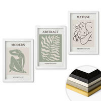 WANDBILDER 3er-Set - 20x30 cm Weißer Rahmen - Stilvolle grüne Gemälde mit Figuren - Weiß, Kunststoff (20/30cm) - ArtPrintCave