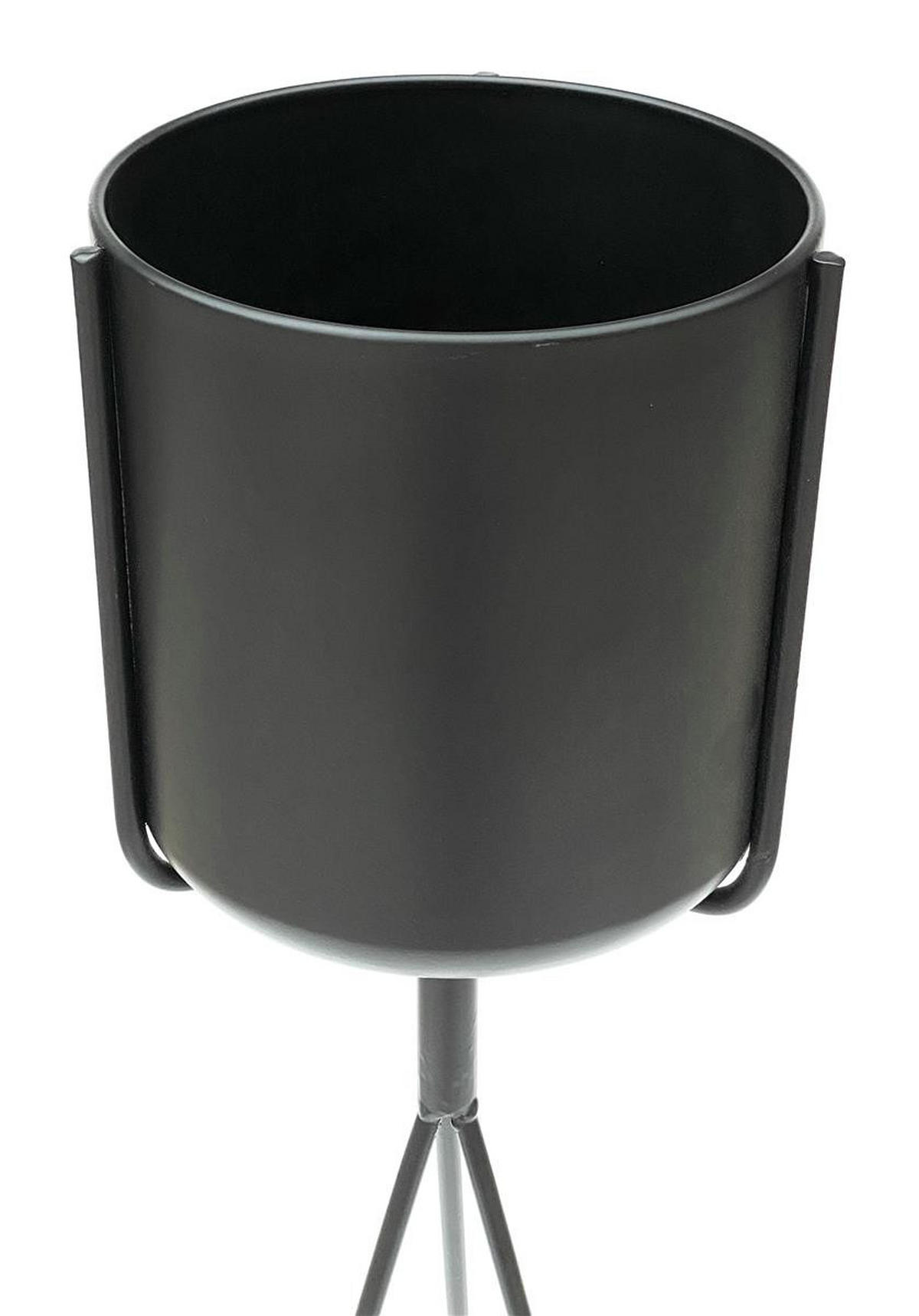 DANDIBO Blumenständer mit Topf Metall Schwarz 80 cm Blumenhocker 96022 Blumensäule Modern Pflanzenständer Pflanzenhocker - Schwarz, Metall (25/77.5/25cm) - DanDiBo