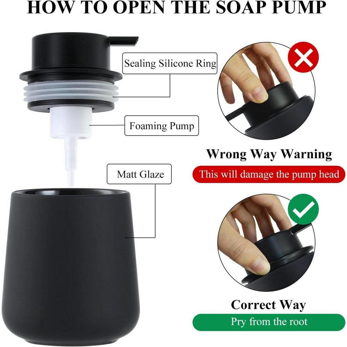 SEIFENSPENDER Keramik Schwarz Matt 350ml - Schwarz, Keramik (9/12/9cm)