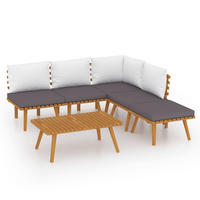 GARTEN-LOUNGE-SET 6-teilig Mit Kissen Massivholz Akazie - Dunkelgrau/Braun, Holz/Textil - vidaXL