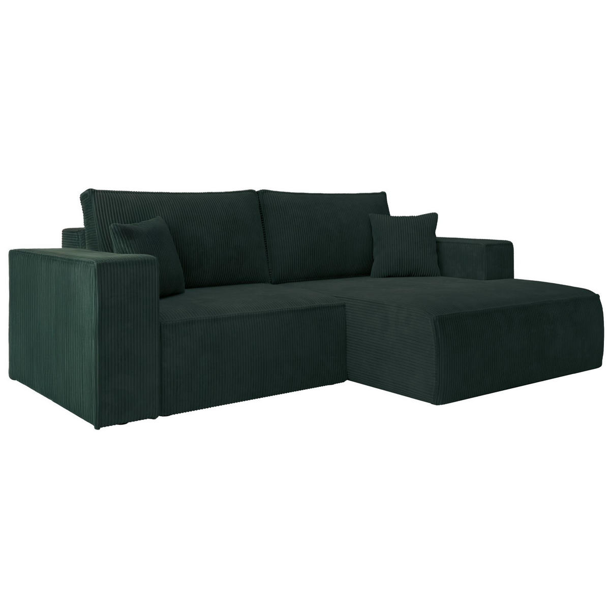 ECKSOFA Farese Mini mit Cordbezug Dunkelgrün, rechts - Dunkelgrün/Schwarz, Textil (167/240cm) - Selsey