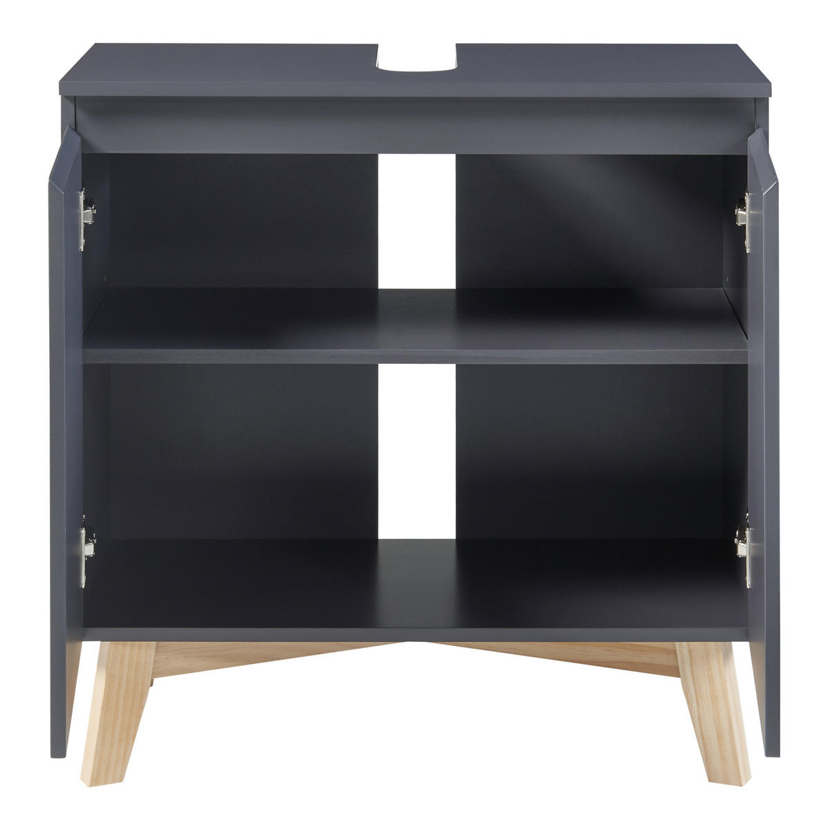 WASCHBECKENUNTERSCHRANK Overath - Naturfarben/Grau, Eichenholz/Holzwerkstoff (60/60/30cm) - [en.casa]