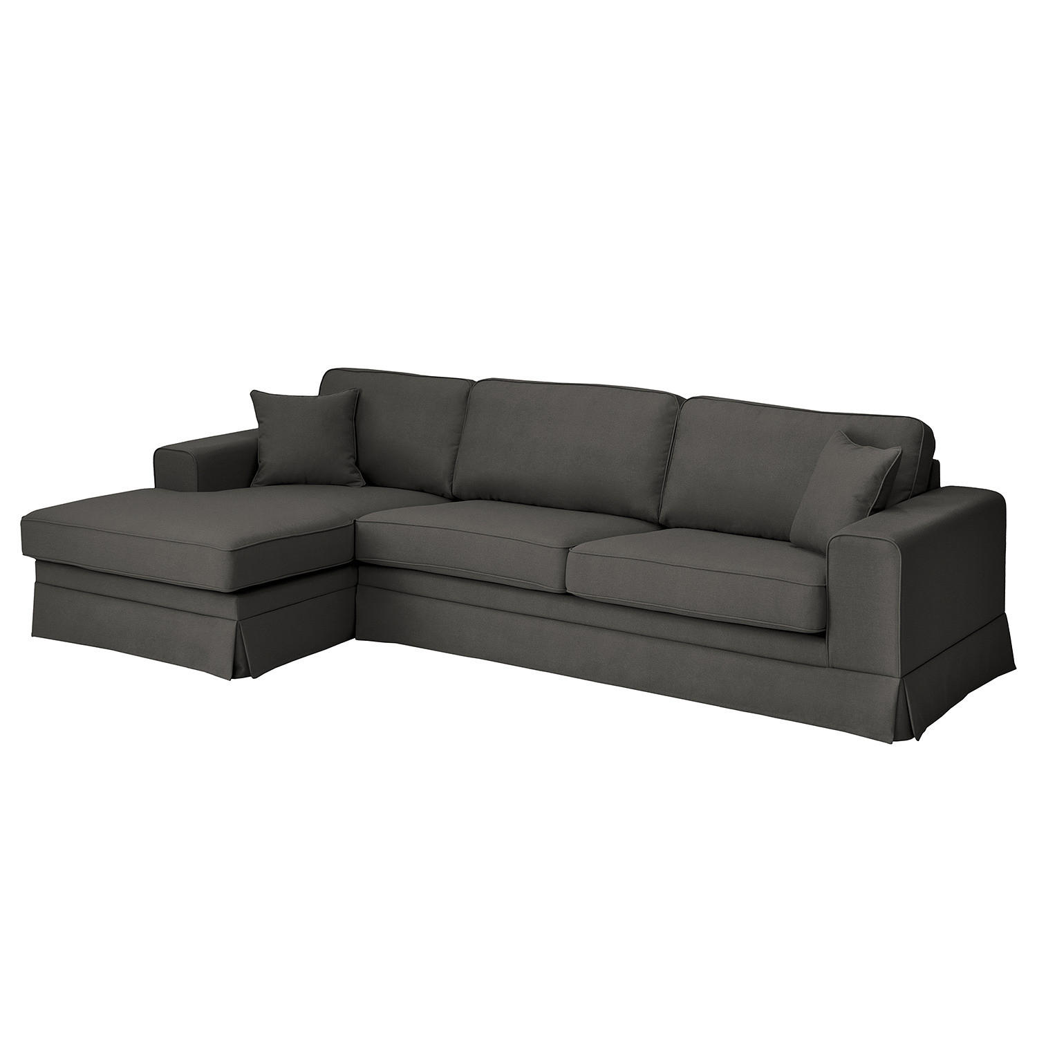 ECKSOFA mit Husse - Longchair, Webstoff - Anthrazit/Schwarz, Kunststoff/Textil (300/165cm) - home24