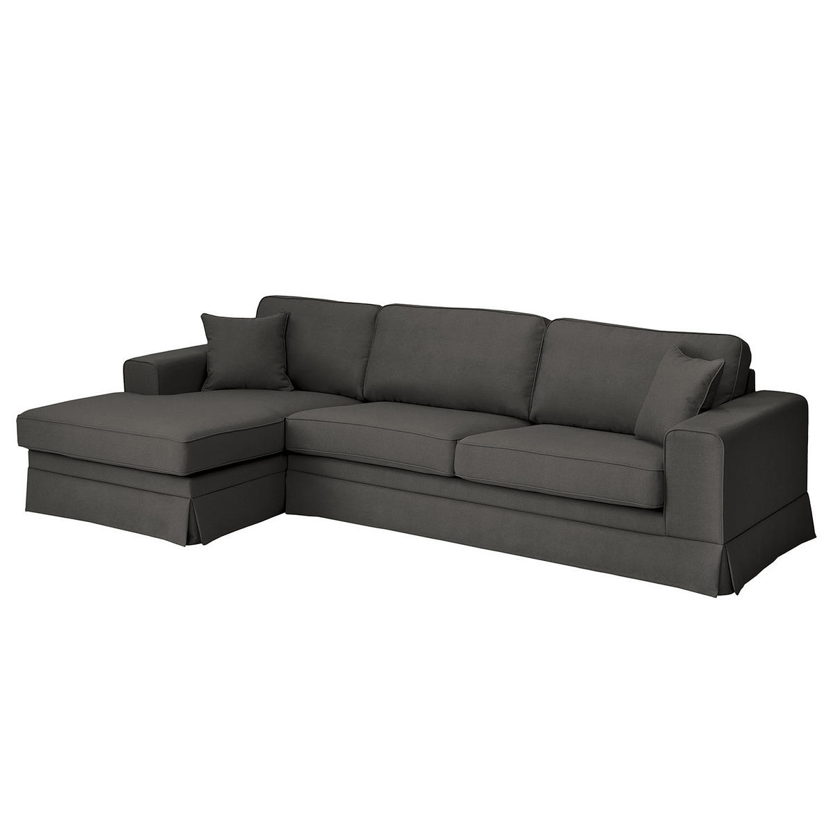 ECKSOFA mit Husse - Longchair, Webstoff - Anthrazit/Schwarz, Kunststoff/Textil (300/165cm) - home24