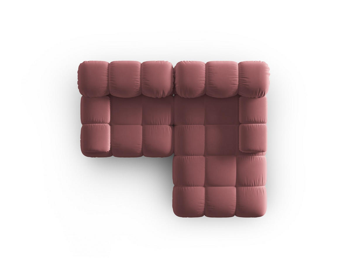 MODULARES-ECKSOFA rechts Bellis aus Samt rosa 3 Sitzplätze - Pink, Textil (157/191cm) - Micadoni