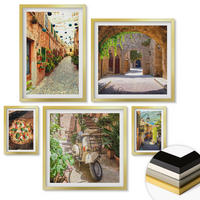 WANDBILDER 5er Set - 50x50 cm & 20x30 cm & 40x60 cm Goldrahmen - Amerikanische Symbole, USA-Flagge - Goldfarben, Kunststoff (40/60cm) - ArtPrintCave