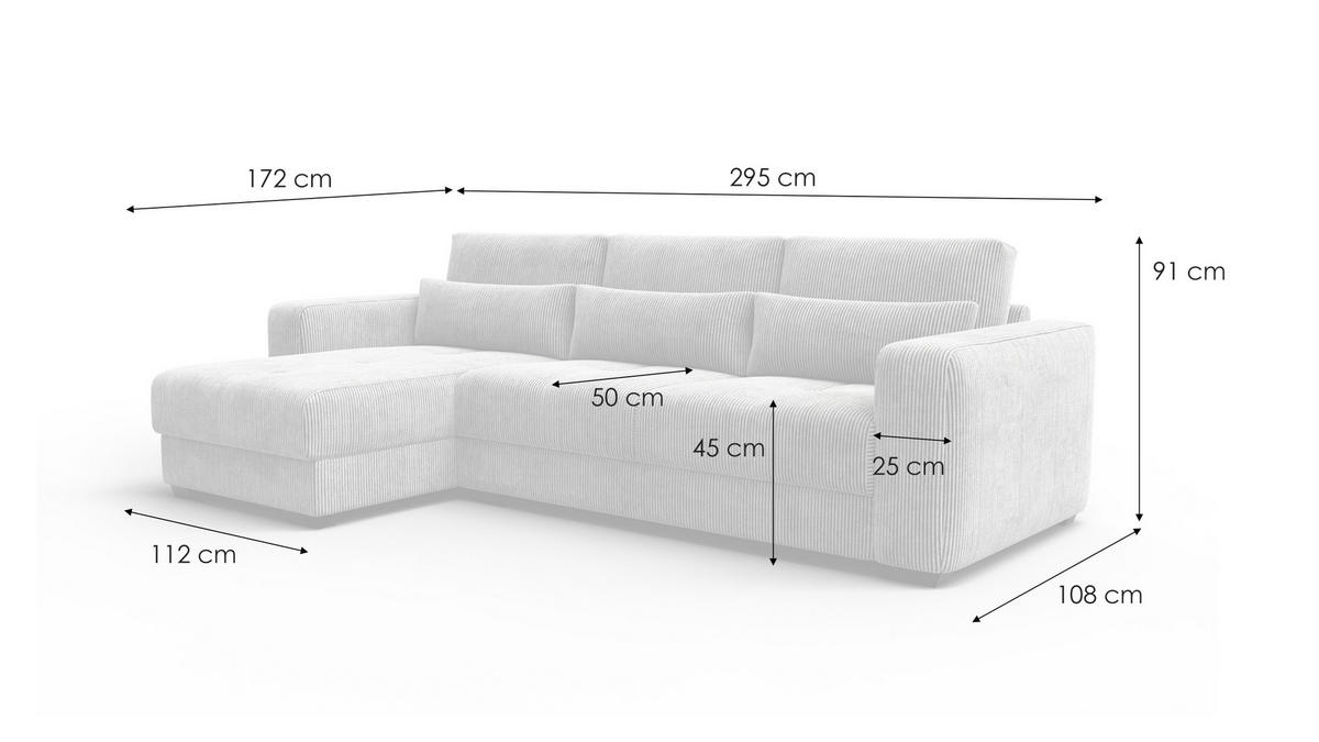 ECKSOFA OLI 4-Sitzer links, taupe - Taupe, Holz/Textil (295/172cm) - Courtois Laville