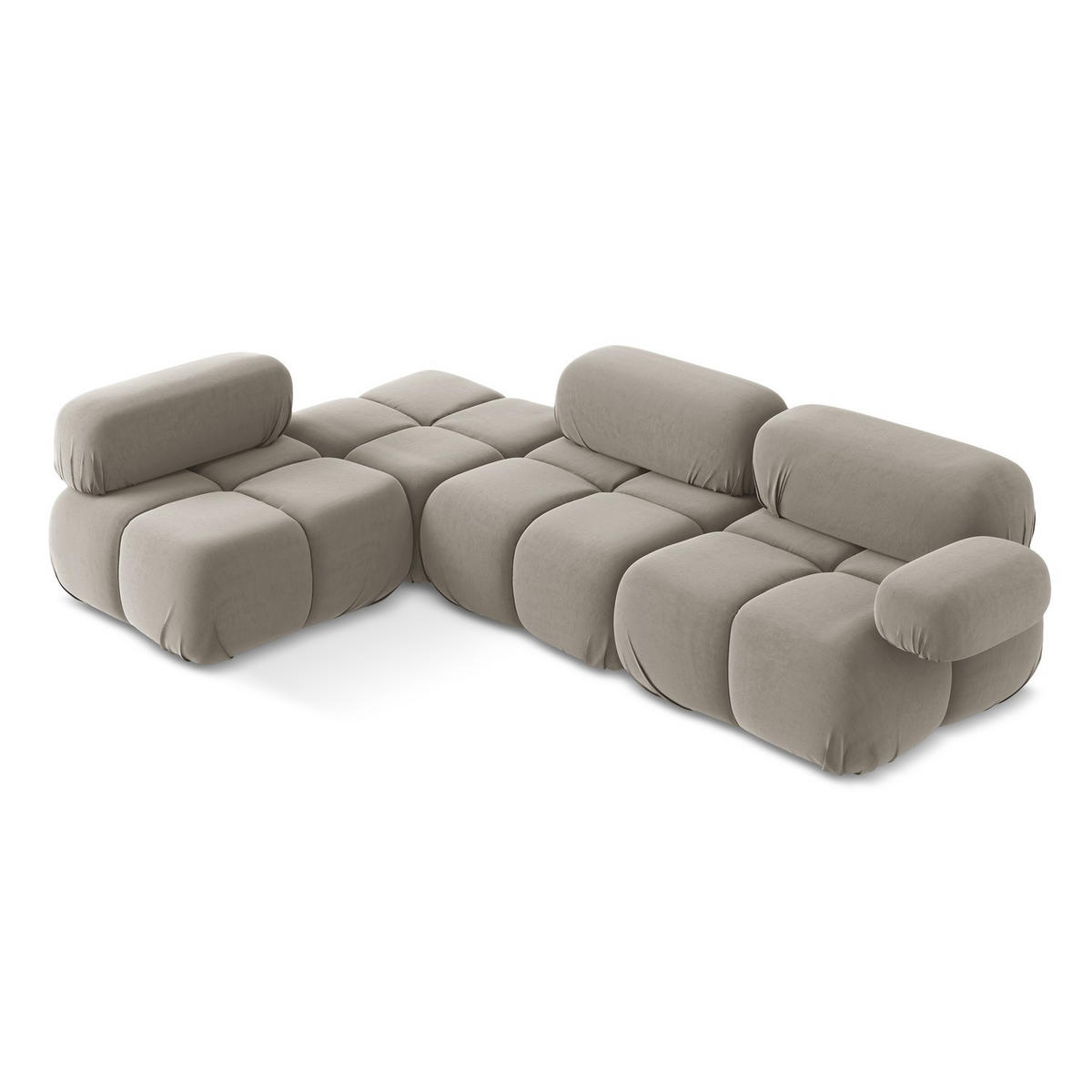 ECKSOFA Links Samt Stoff Grau - Taupe/Lila, Kunststoff/Textil (190/285cm) - LaMiaSofa