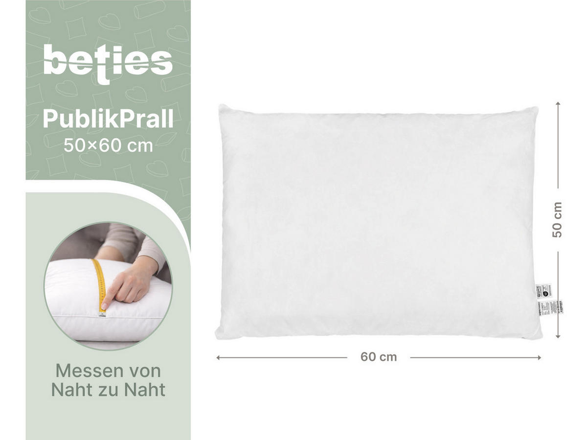 FEDERKISSEN PublikPrall 50/60 cm - Beige/Creme, Naturmaterialien/Textil (50/60cm) - beties Heimtextil