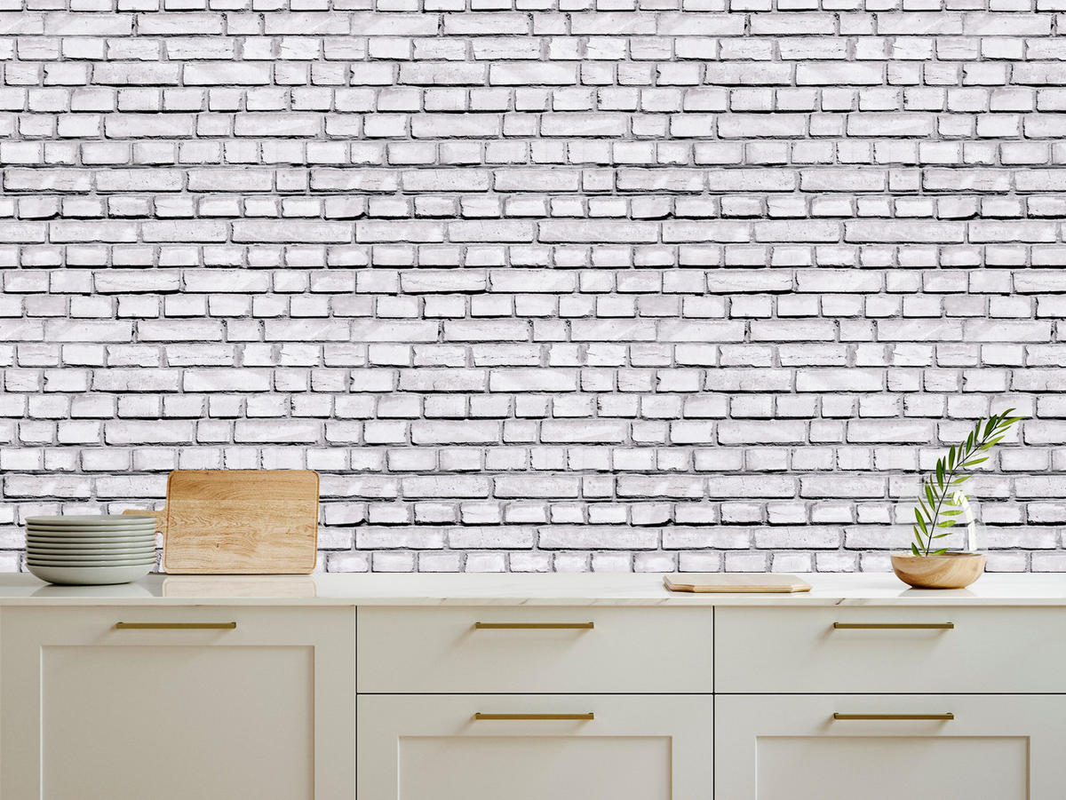 VLIESTAPETE Ziegelmauer in 3D-Optik – Hellgrau, Weiß – 50x1000 cm - Hellgrau/Weiß, Papier (50/1000cm) - Muralo