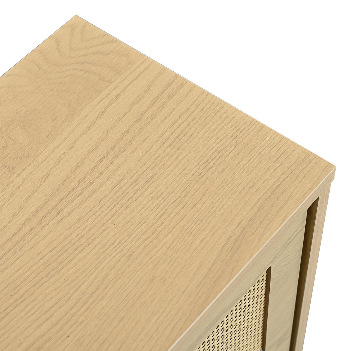 SCHUHSCHRANK im Landhausstil Rattan Eiche Optik mit 4 Klappschubladen - Eichefarben, Holzwerkstoff (100/90/25cm) - Urban Meuble