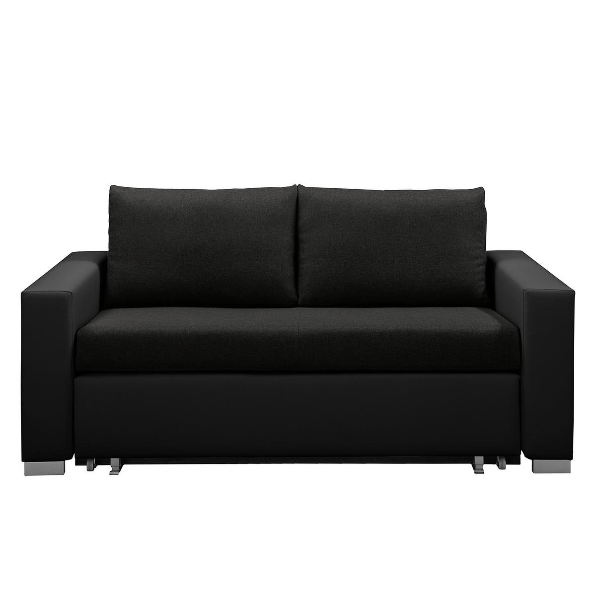 SCHLAFSOFA - Silberfarben/Schwarz, Kunststoff/Textil (153/90/90cm) - home24
