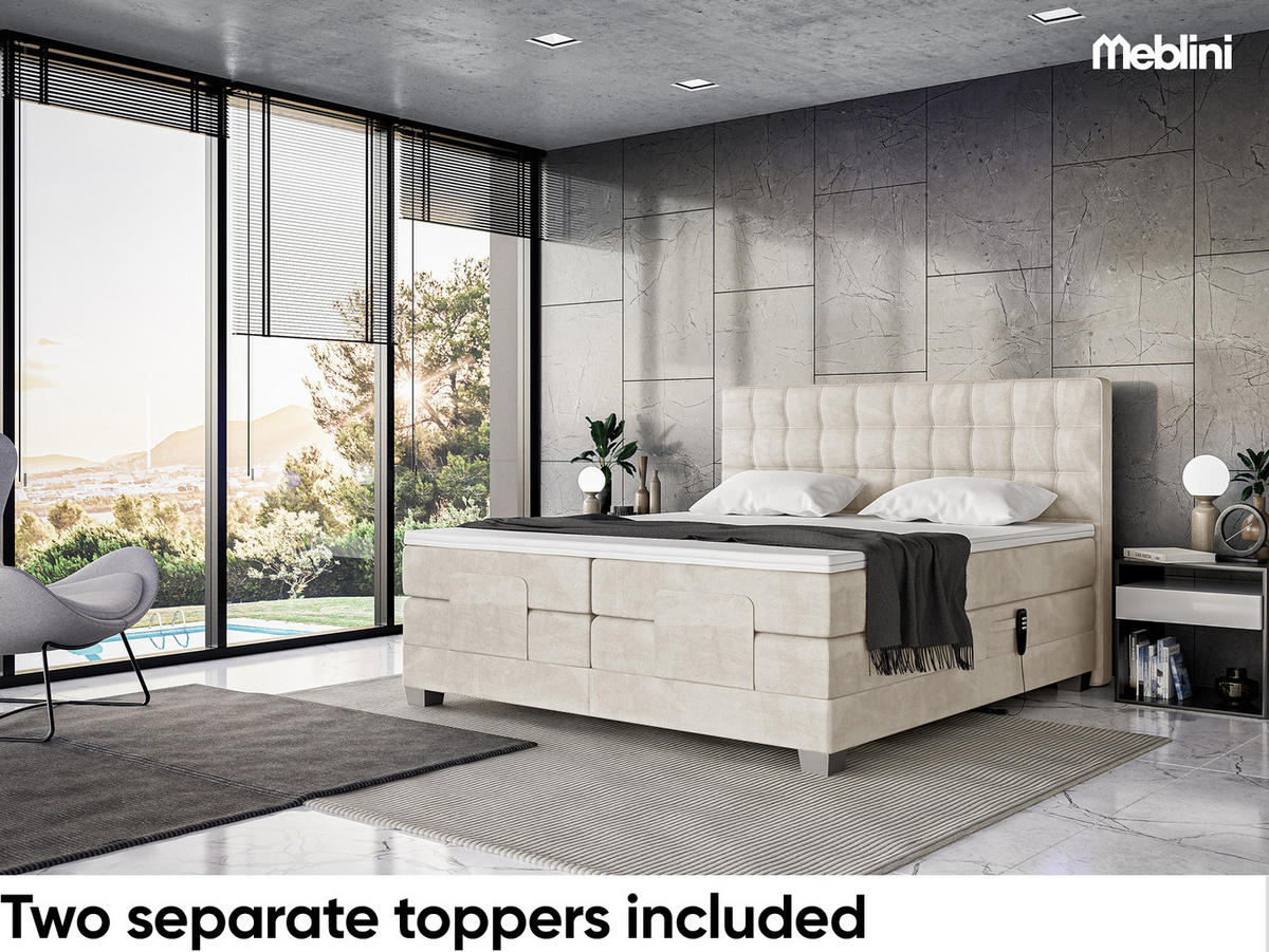 BOXSPRINGBETT Edison - Silberfarben/Creme, Textil (120/200cm) - Meblini