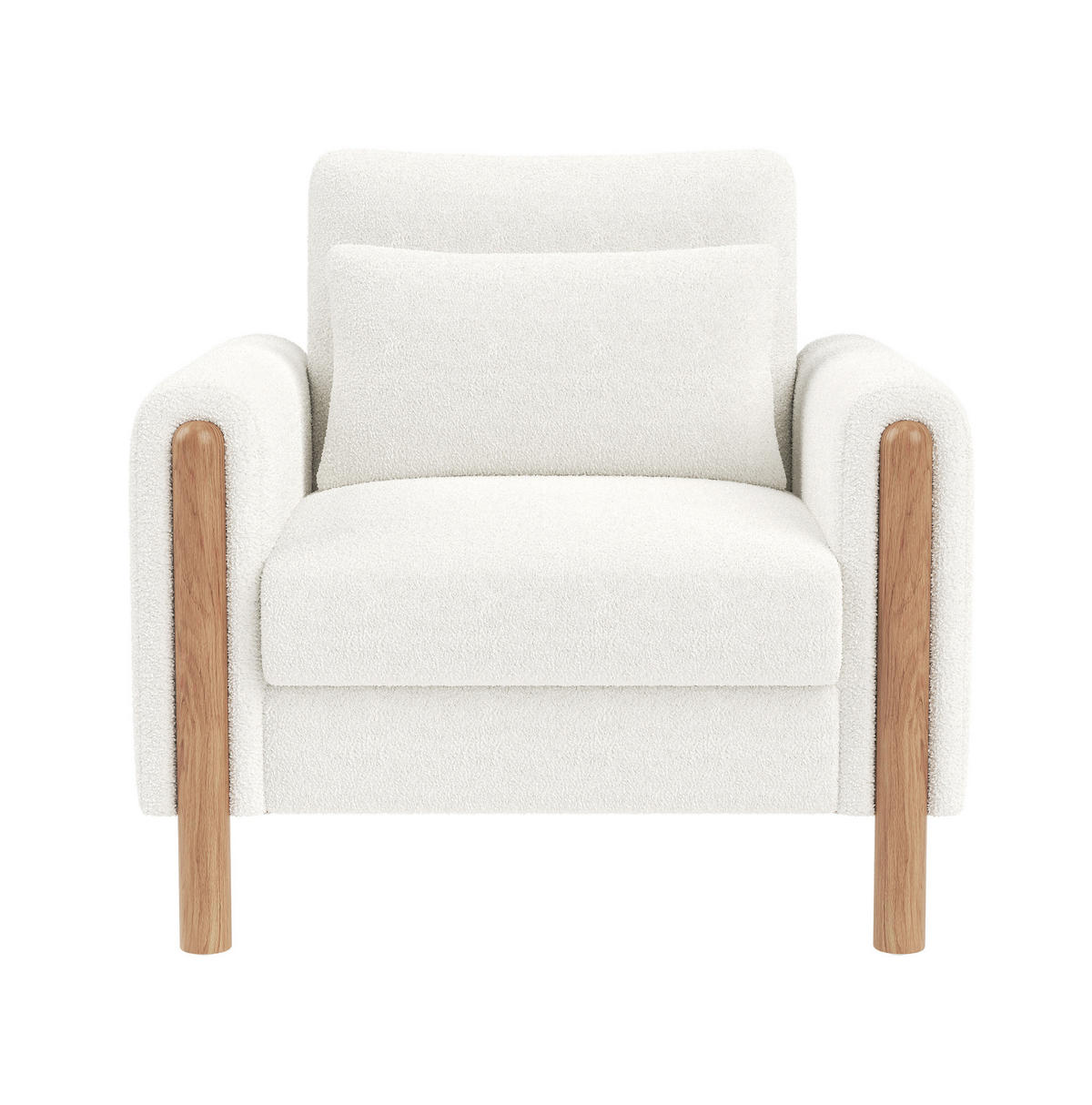 KŘESLO 87/83/88,5 cm bílé z teddy látky s područkami a silným polstrováním - bílá, textil (83/88.5/87cm) - OKWISH
