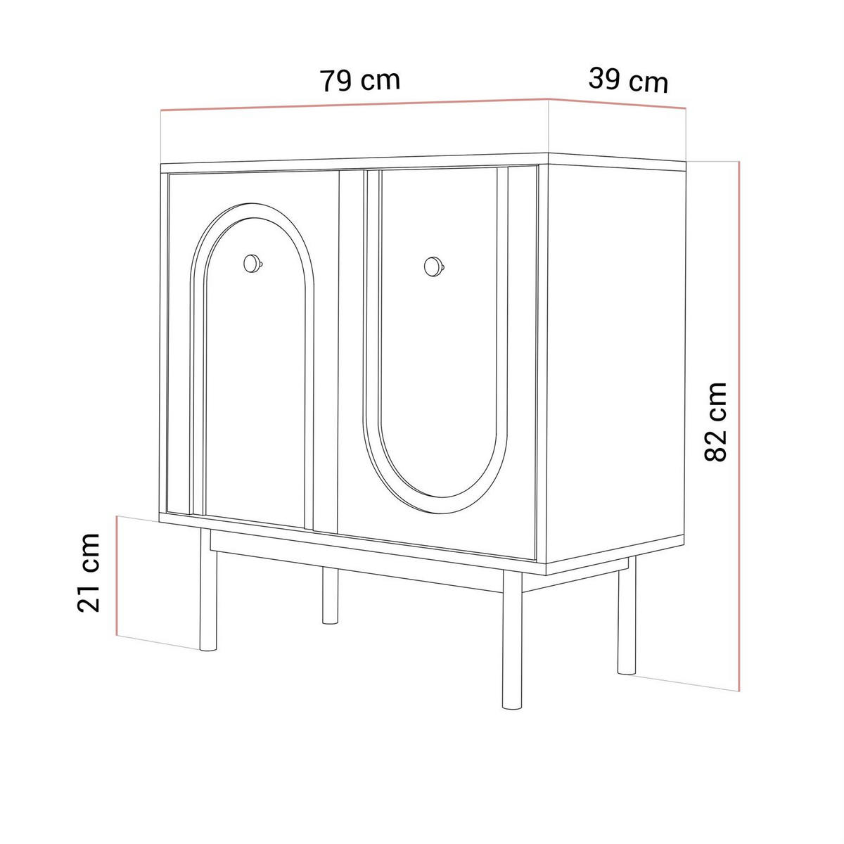 KOMMODE LIBERTY 2D auf Holzbeinen kaschmirfarben - Kaschmir, Holzwerkstoff (79/82/39cm) - Lookway