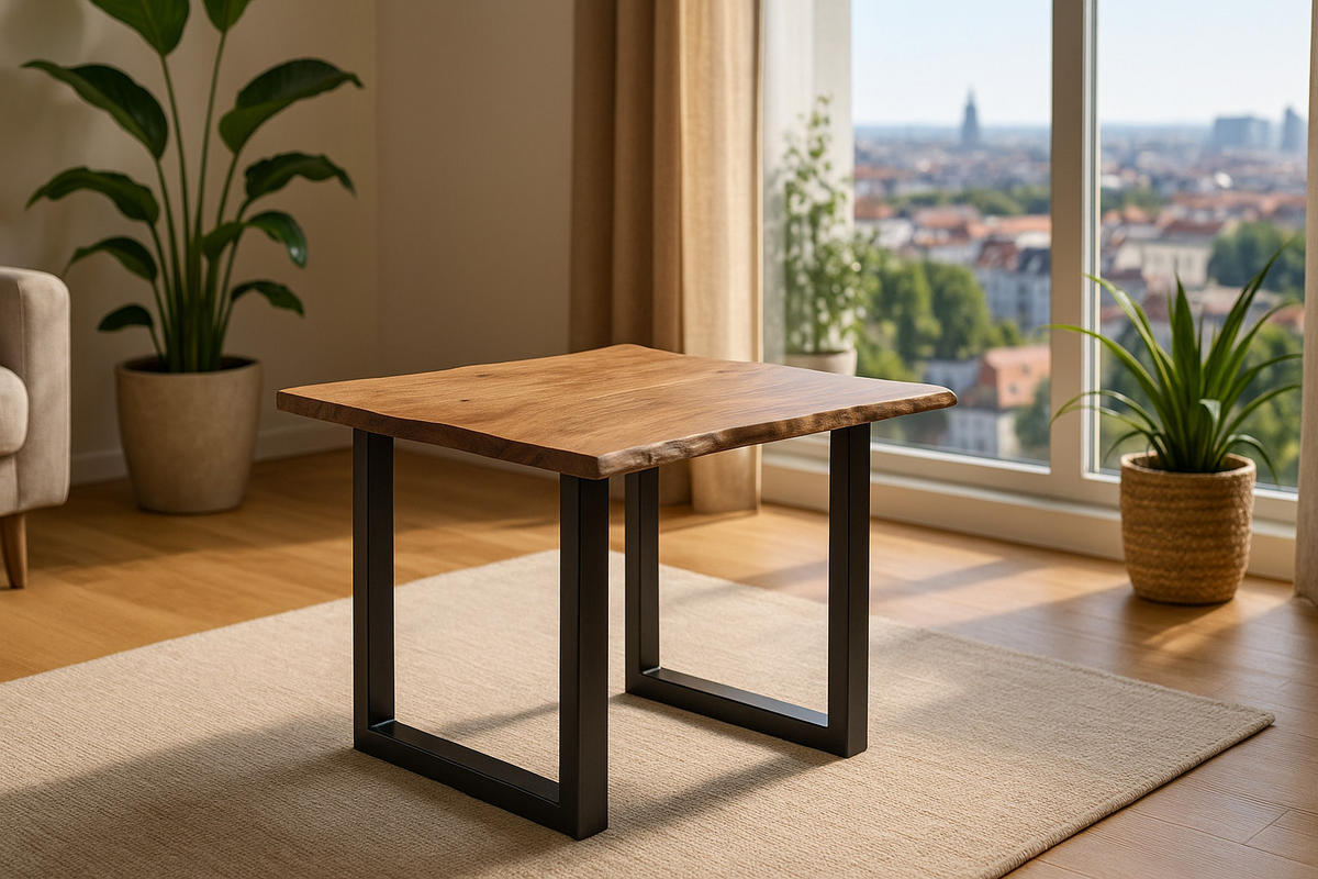ESSTISCH LAURINA - Beige/Schwarz, Holz/Metall (90/90/77cm) - SAM